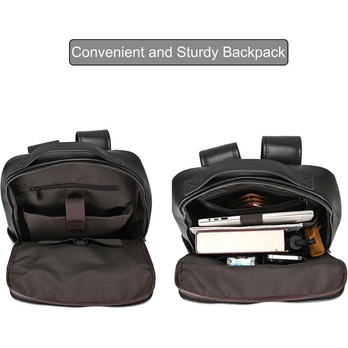 Eleganter Lederrucksack für Laptop - Schwarz - bis zu 42% Rabatt