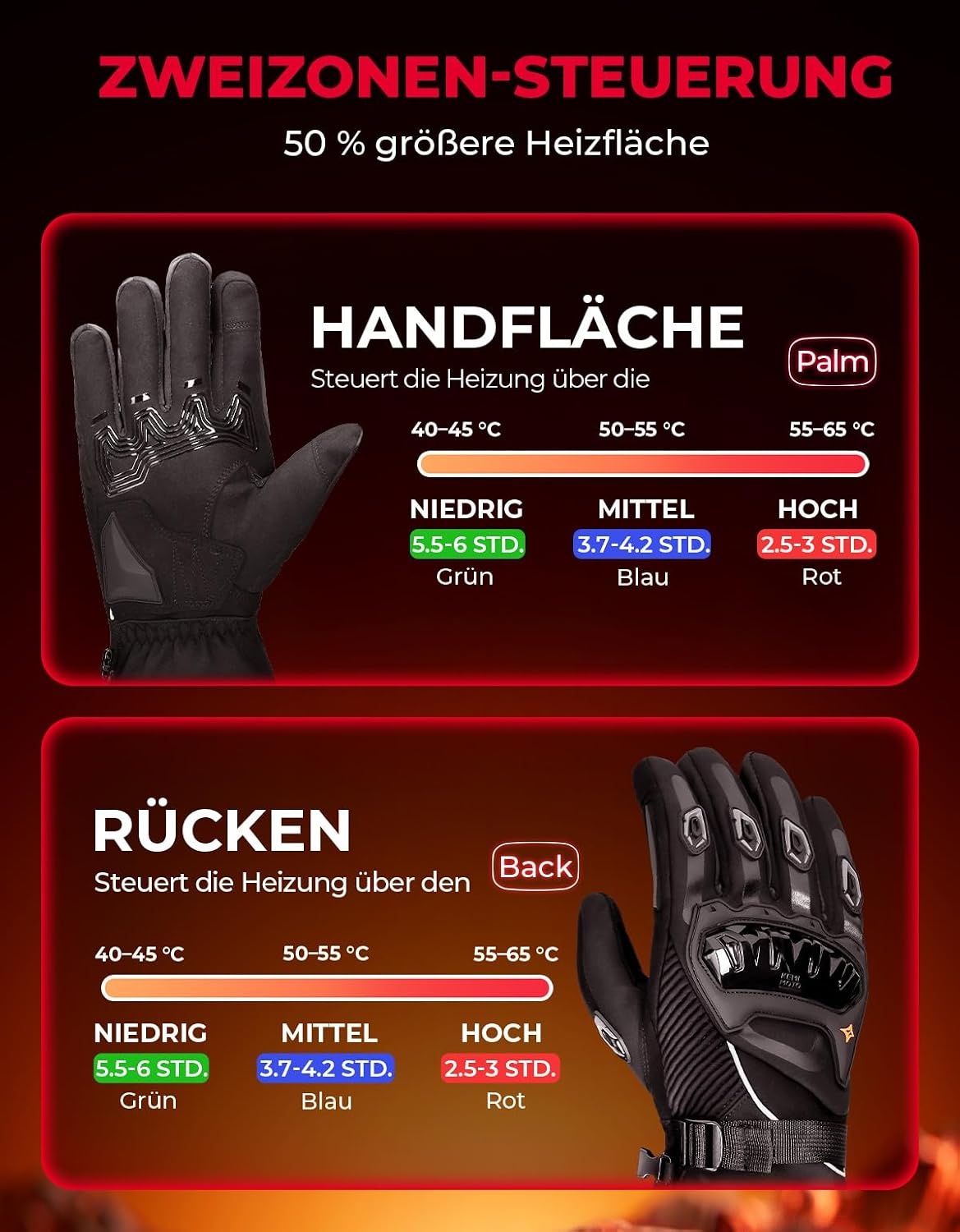 Kemimoto Beheizbare Motorrad- & Skihandschuhe - Bis zu 29% Rabatt - Größe L