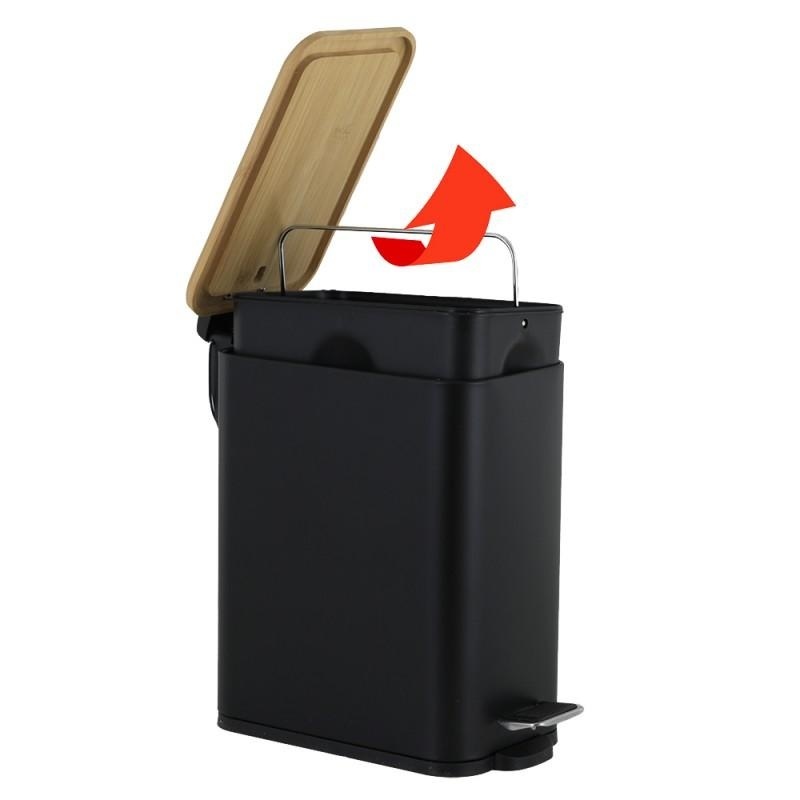 Viking Choice Tretmülleimer 5L Schwarz/Bambus - Modernes Design - Bis zu 38% Rabatt