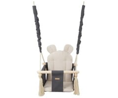Viking Choice Stilvolle Babyschaukel Holz & Baumwolle - Grau-Beige - bis zu 41% sparen