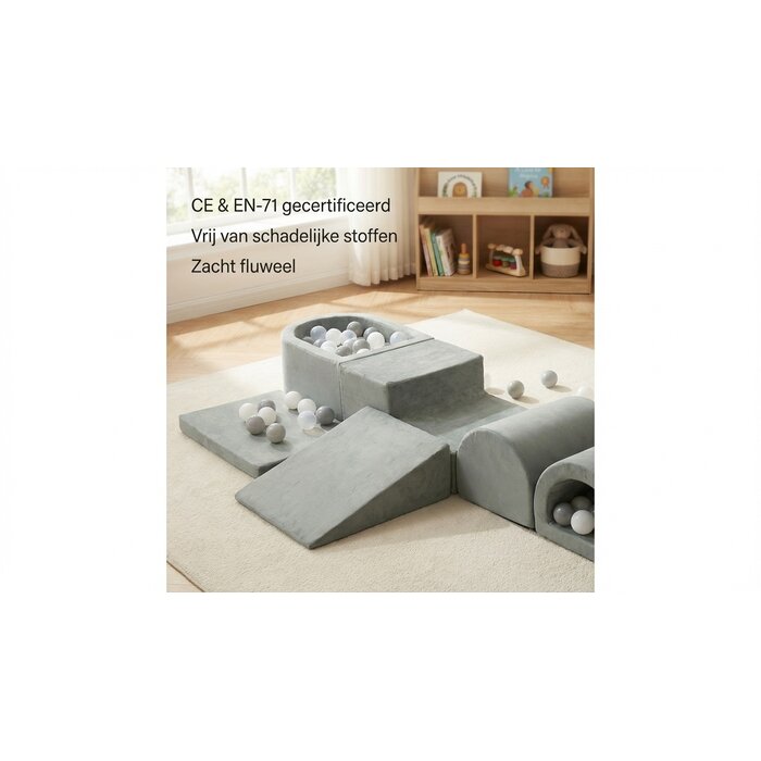 Viking Choice 7-tlg. Schaumstoff-Spielset mit Bällebad & 100 Bällen - Grau - bis zu 47% sparen