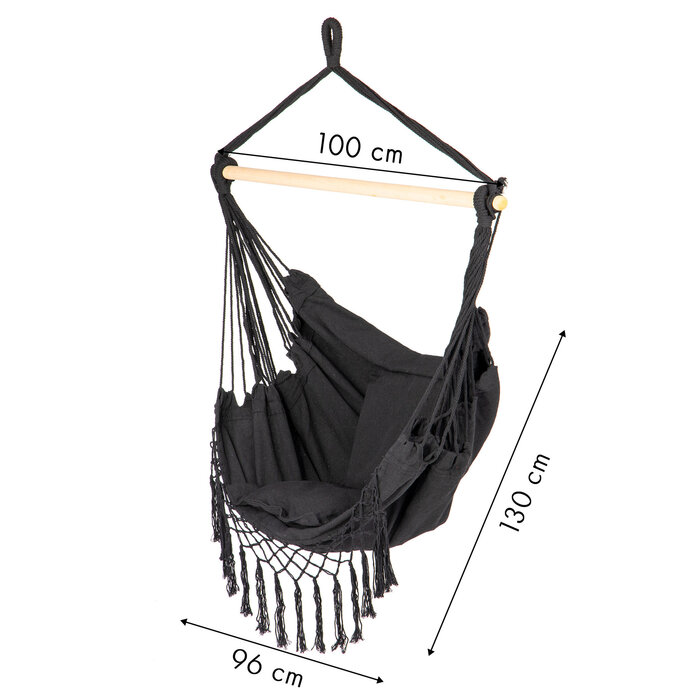 Viking Choice Hängesessel brasilianischer Stil Schwarz inkl. Kissen - bis zu 29% Rabatt