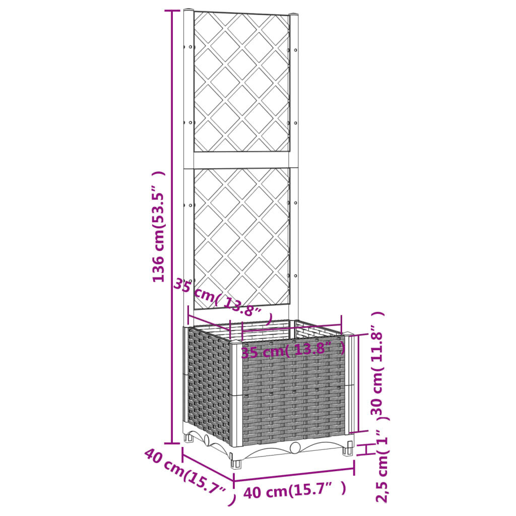Vidaxl Pflanzkasten mit Rankgitter 40x40x136cm - Outlet-Angebot bis zu 39% sparen