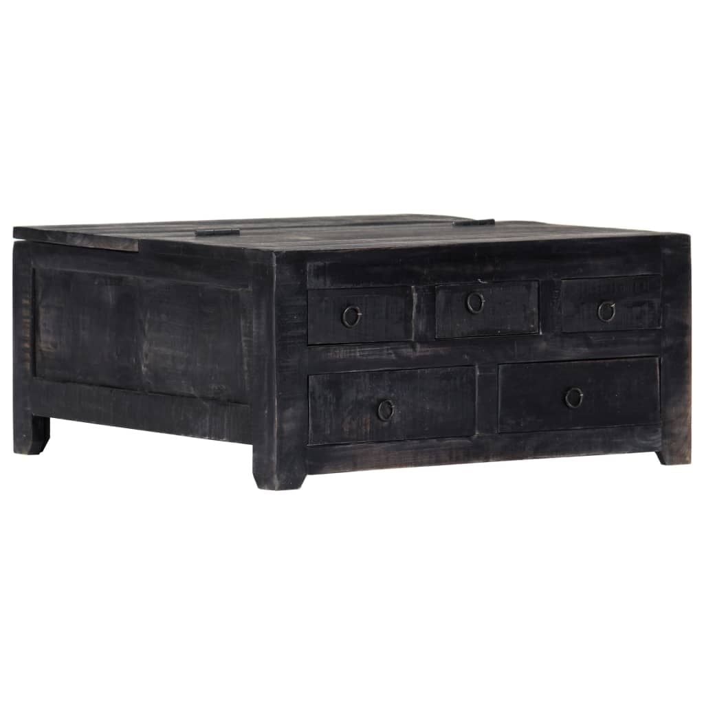 Vidaxl Massiver Couchtisch aus Mangoholz - Schwarz, 65x65x30 cm - bis zu 41% sparen