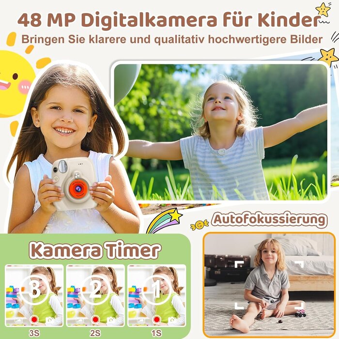 Digitale Sofortbildkamera für Kinder, 48MP - Jetzt bis zu 39% Rabatt sparen