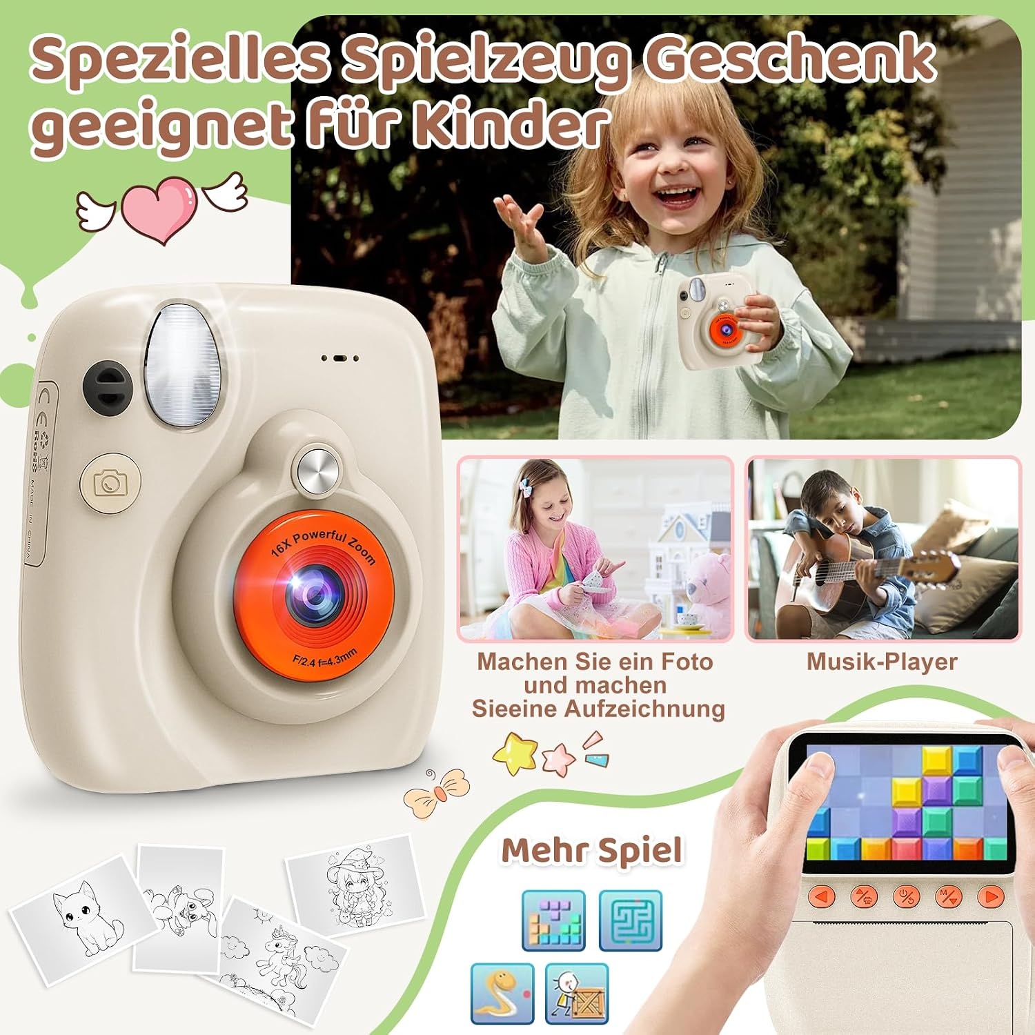 Digitale Sofortbildkamera für Kinder, 48MP - Jetzt bis zu 39% Rabatt sparen