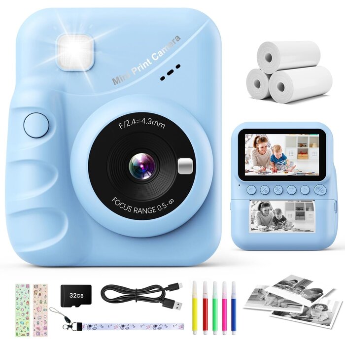 Sofortbildkamera für Kinder: 48MP HD-Kamera, Blau, bis zu 39% Rabatt