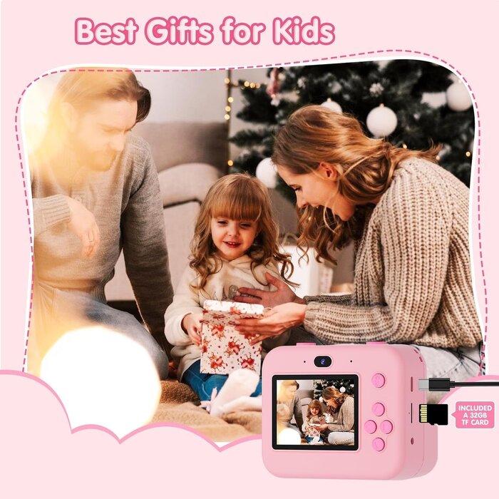 Digitale Kinder-Sofortbildkamera - Pink, 1080p, 32GB - bis zu 39% Rabatt
