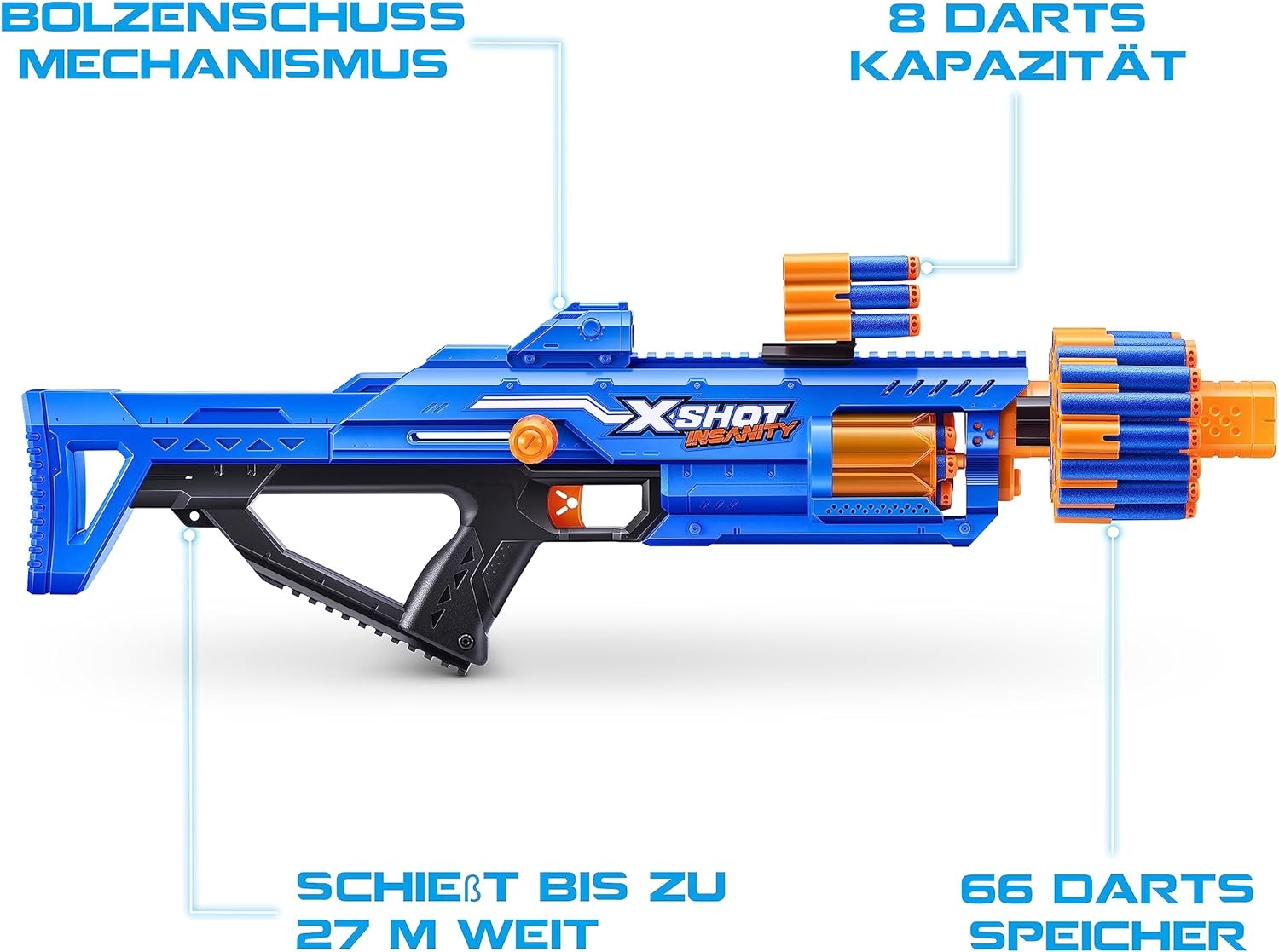 Schaumstoff-Dartblaster mit 84 Darts & 27m Reichweite - bis zu 36% sparen