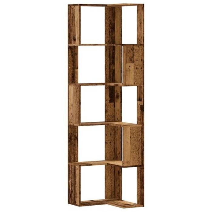 Vidaxl Eckregal mit 5 Ablagen, Altholz-Optik, 50x50x179 cm - bis zu 41% sparen