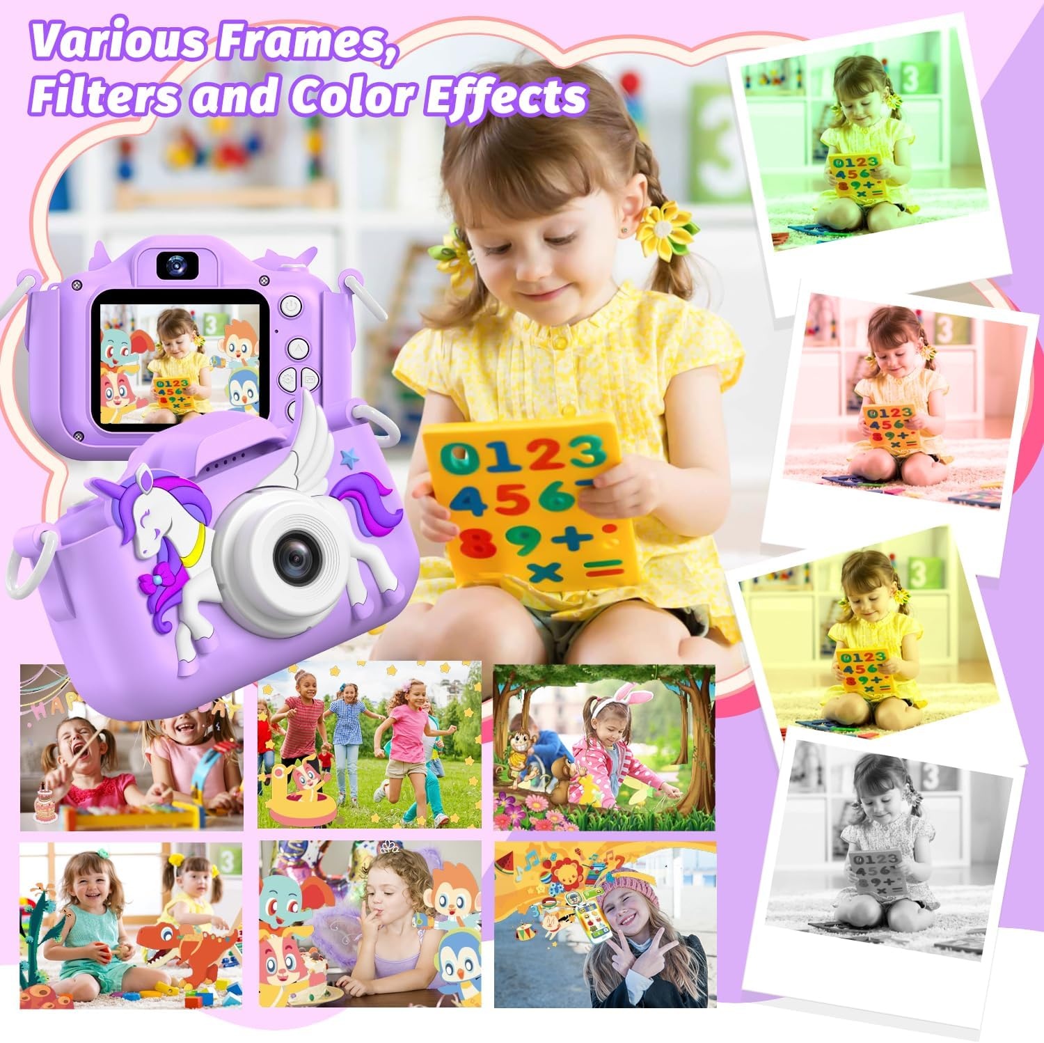 Digitale Kinderkamera Einhorn-Design - 1080P - Lila - bis zu 37% Rabatt