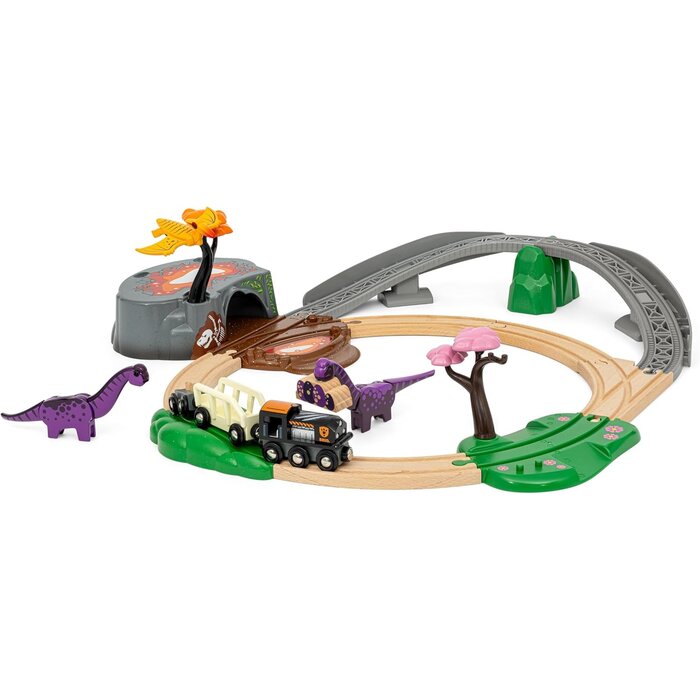 Holz-Eisenbahnset Dinosaurier Abenteuer, 21 Teile - bis zu 39% Rabatt