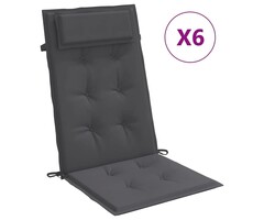 Vidaxl 6er Set Hochlehner-Stuhlkissen, 120x50cm, Anthrazit - bis zu 40% Rabatt