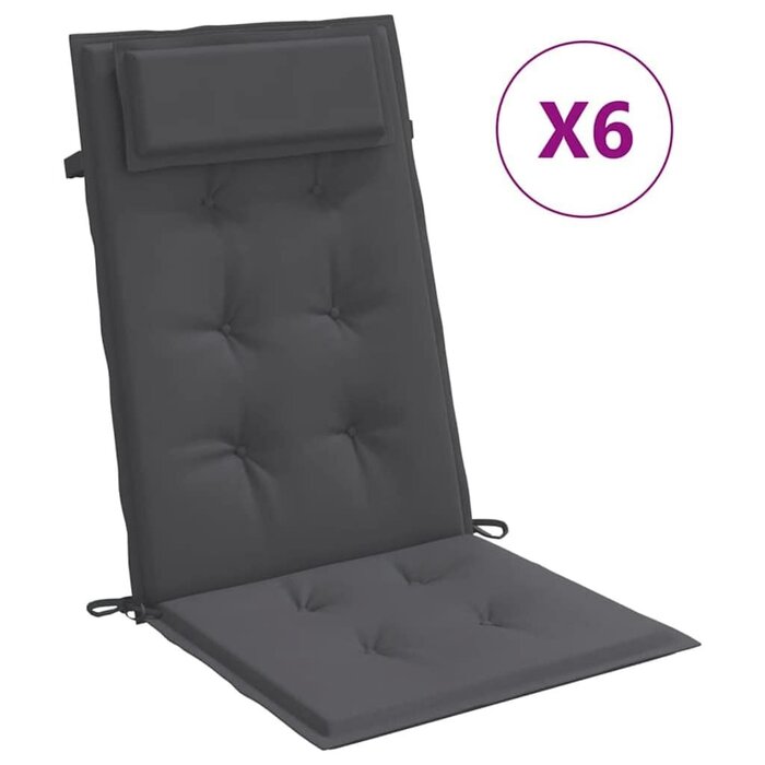 Vidaxl 6er Set Hochlehner-Stuhlkissen, 120x50cm, Anthrazit - bis zu 40% Rabatt