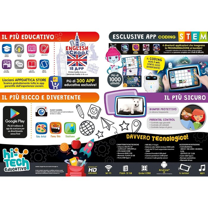 Lern-Tablet 10 Zoll Android 12 für Kinder - Jetzt bis zu 41% Rabatt