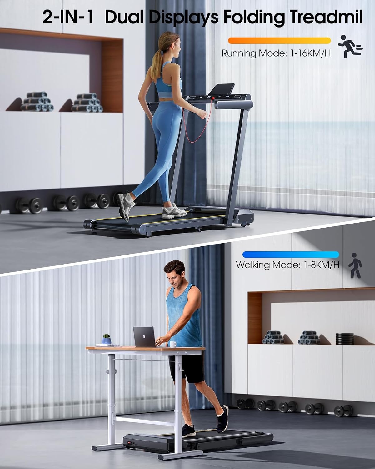 2-in-1 Laufband bis 16 km/h mit LED-Display - Jetzt bis zu 42% sparen!