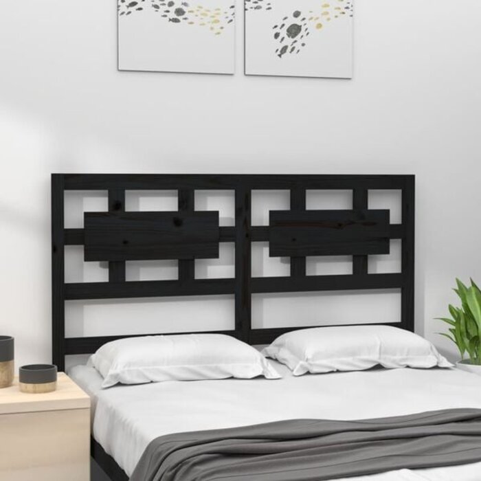 Vidaxl Bett-Kopfteil Massives Kiefernholz Schwarz 165,5 cm - bis zu 28% sparen