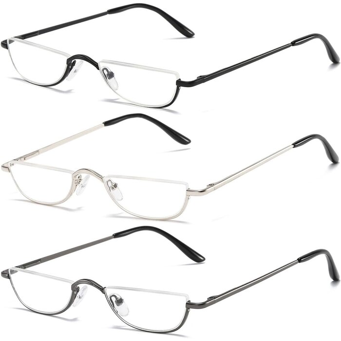 Halbmond Lesebrille Unisex mit Metallrahmen - bis zu 27% sparen
