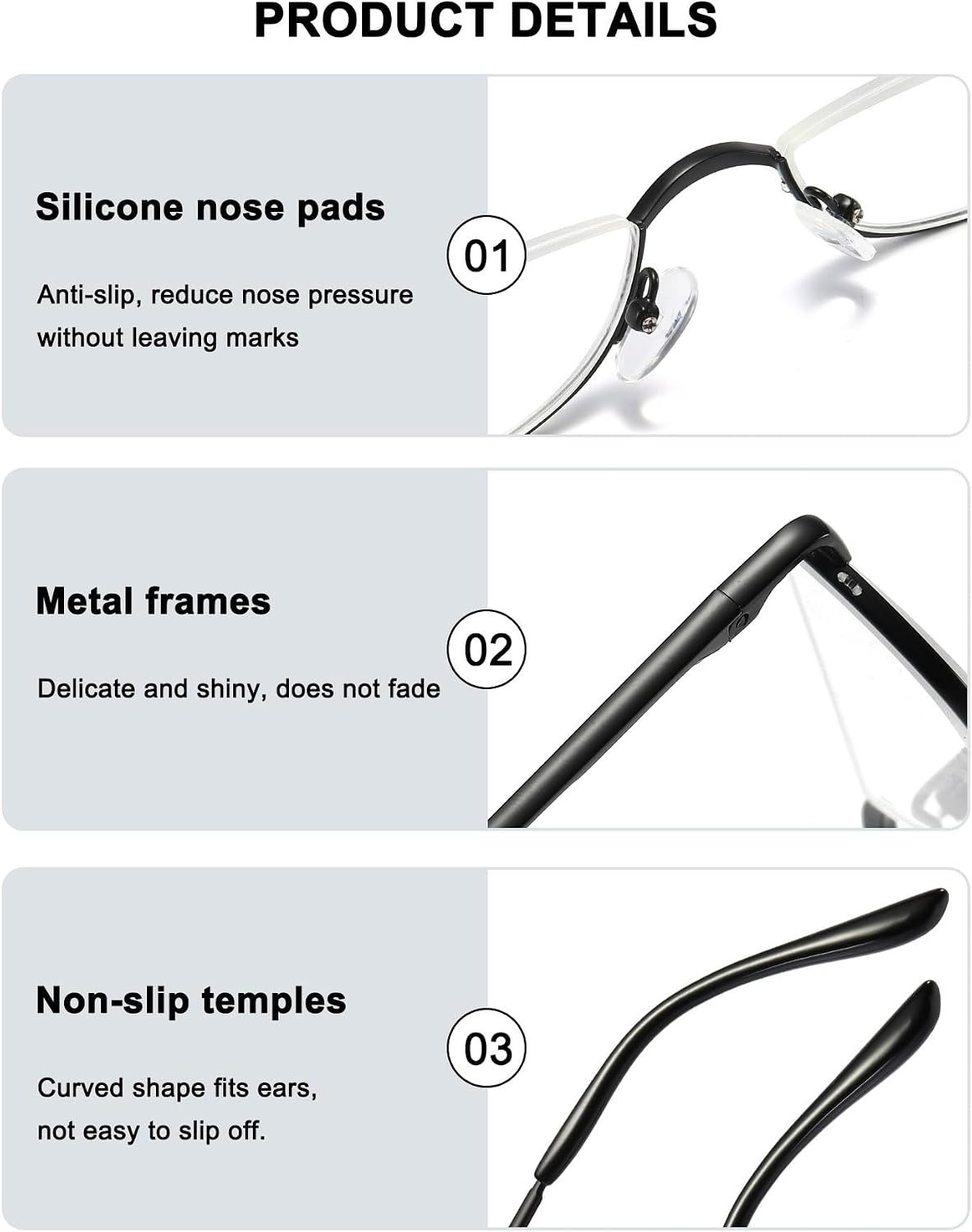 Halbmond Lesebrille Unisex mit Metallrahmen - bis zu 27% sparen