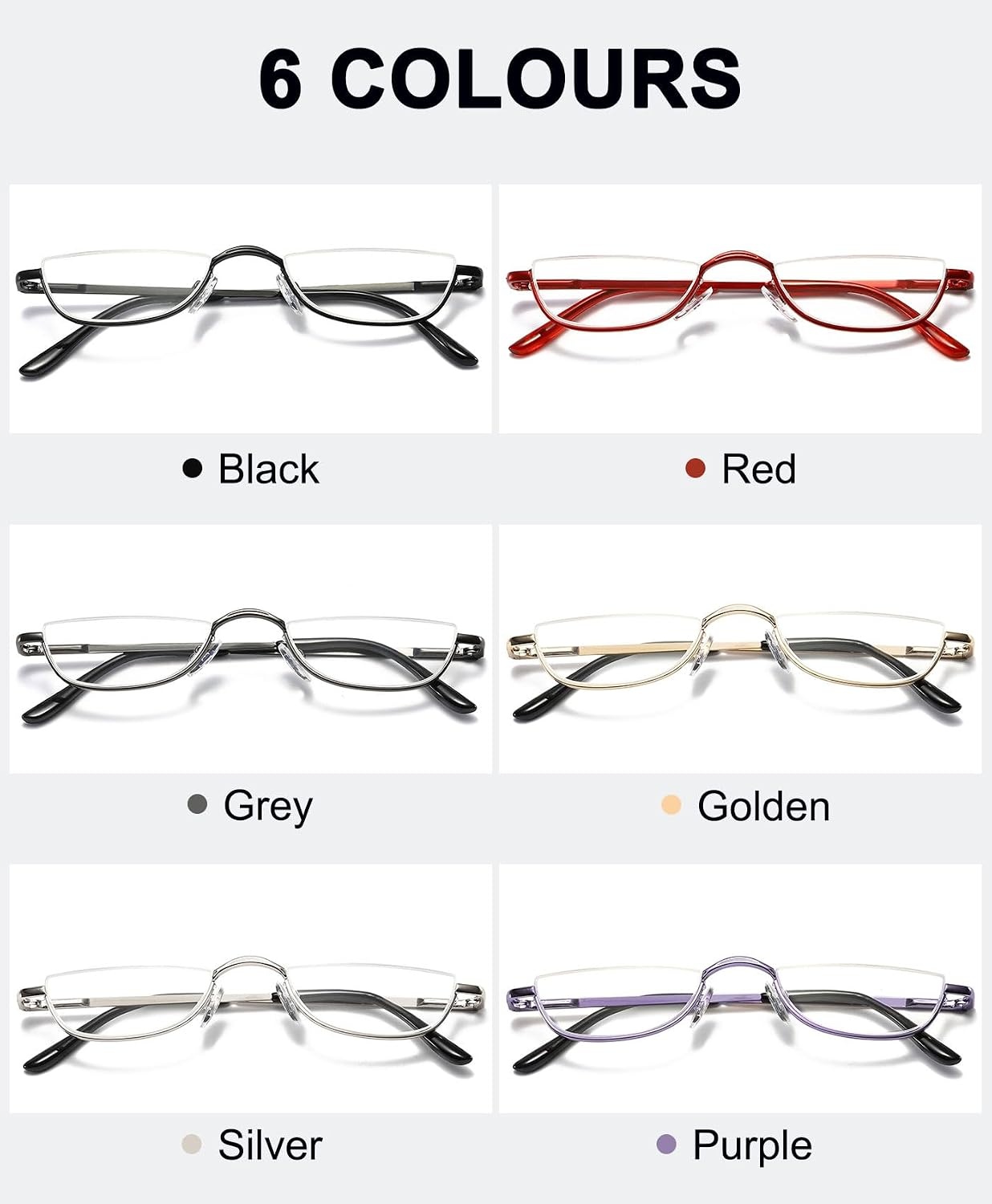 Halbmond Lesebrille Unisex mit Metallrahmen - bis zu 27% sparen