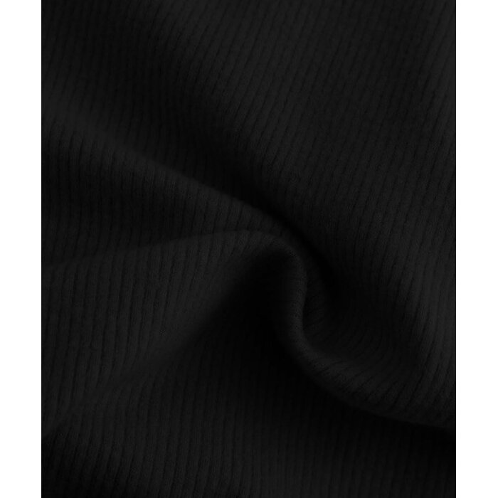 Damen Langarm-Shirt Rippstrick U-Ausschnitt - Schwarz, Slim-Fit - bis zu 27% Rabatt