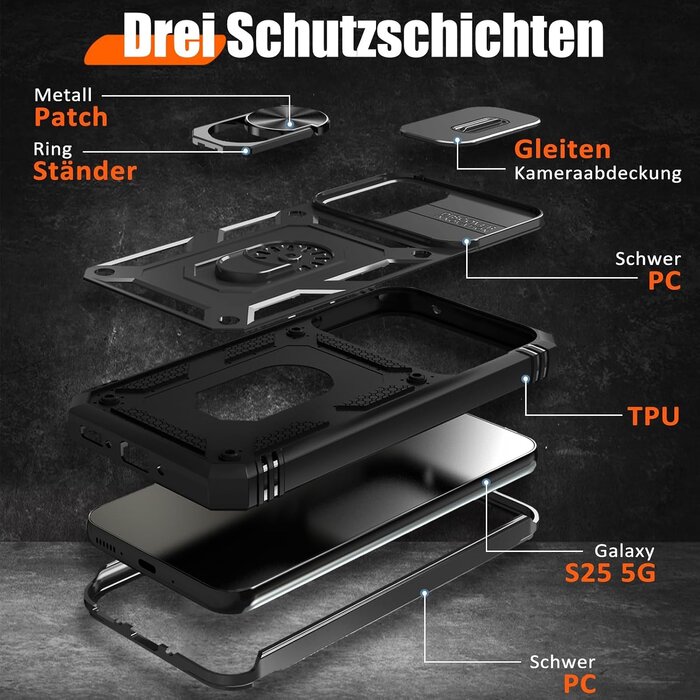 Robuste Handyhülle für Samsung Galaxy S25 mit Kameraschutz - bis zu 26% Rabatt