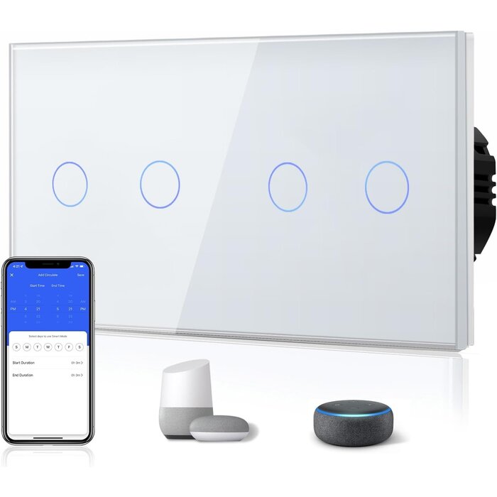 Smarter WLAN Lichtschalter Doppel-Wandschalter Glas - bis zu 28% sparen