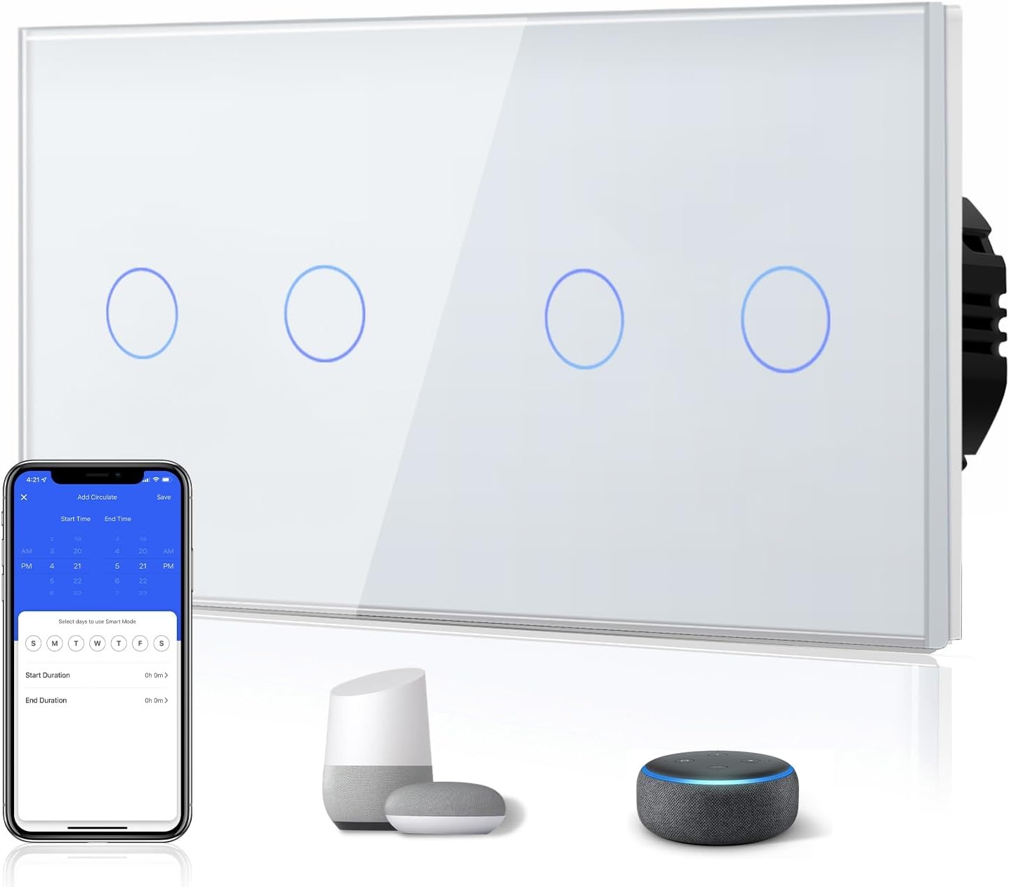 Smarter WLAN Lichtschalter Doppel-Wandschalter Glas - bis zu 28% sparen