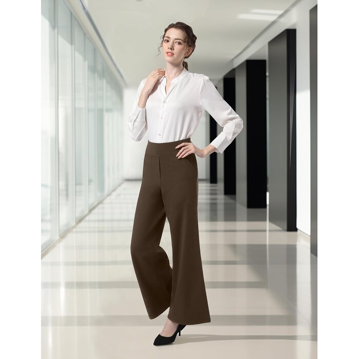 Damen Stoffhose mit weitem Bein & hoher Taille - bis zu 26% Rabatt