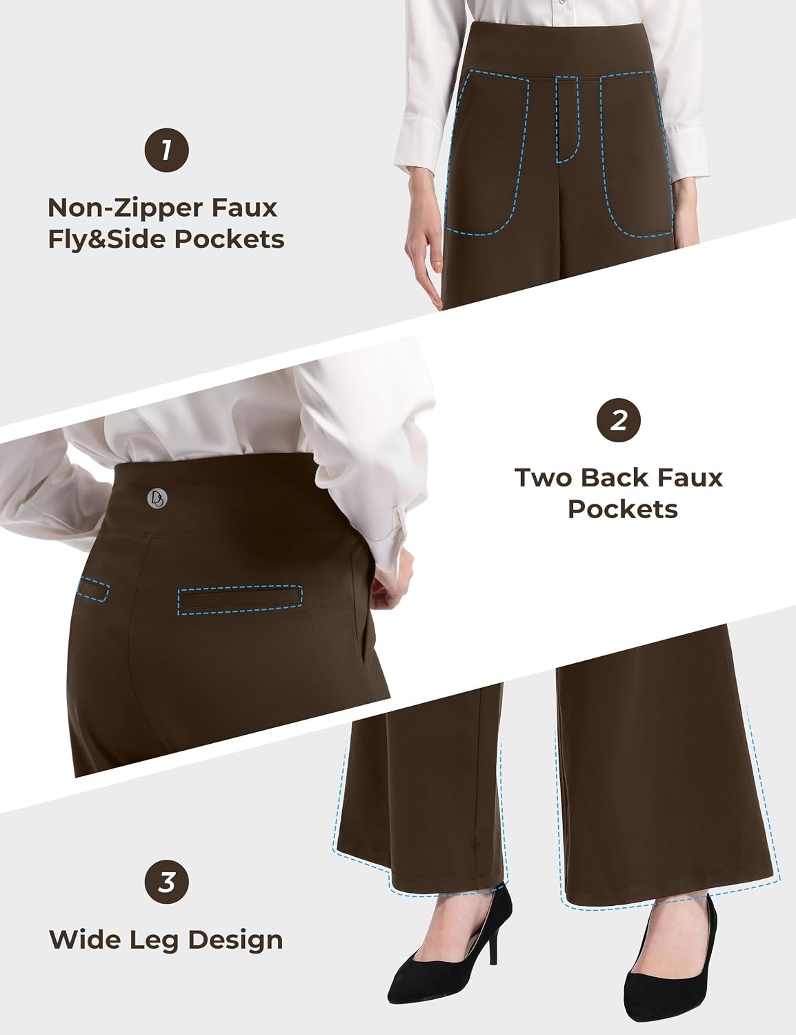 Damen Stoffhose mit weitem Bein & hoher Taille - bis zu 26% Rabatt