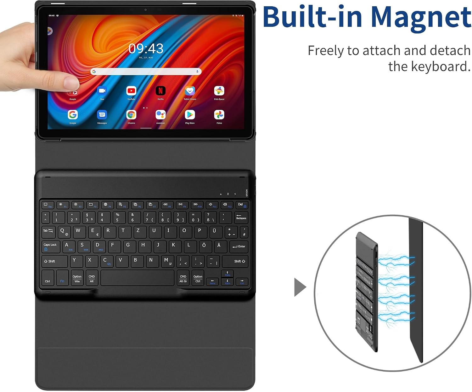 Tastatur-Hülle für Lenovo Tab M10 3. Gen - QWERTZ - Schwarz - bis zu 28% Rabatt
