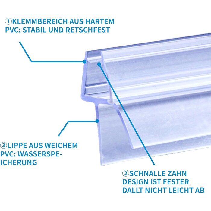 Duschdichtung Z-Profil für 4-6 mm Glas, 2x 80 cm, Transparent - bis zu 27% sparen
