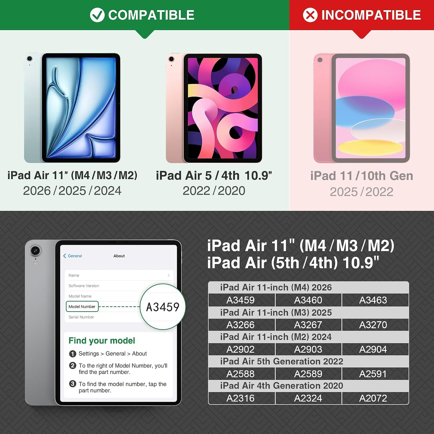 iPad Air Schutzhülle 11" & 10,9" - Edles Kunstleder Case - bis zu 28% sparen