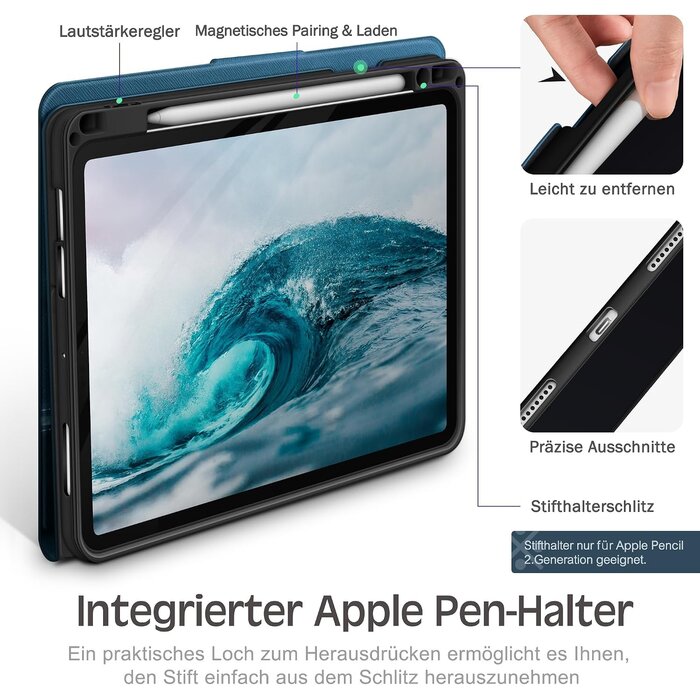 Schutzhülle für iPad Air 11" & 10,9" - Blau - Stiftehalter - bis zu 27% Rabatt