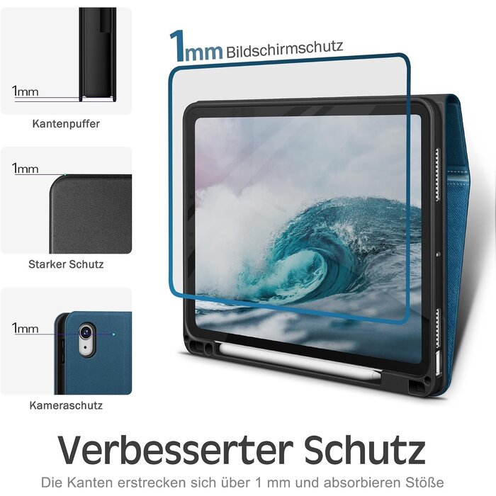 Schutzhülle für iPad Air 11" & 10,9" - Blau - Stiftehalter - bis zu 27% Rabatt