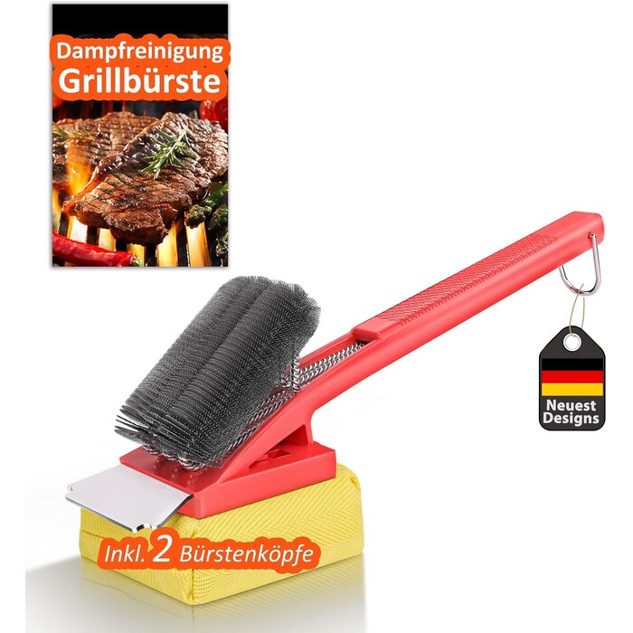 Extra lange Grillbürste mit Edelstahlschaber - jetzt bis zu 27% sparen!
