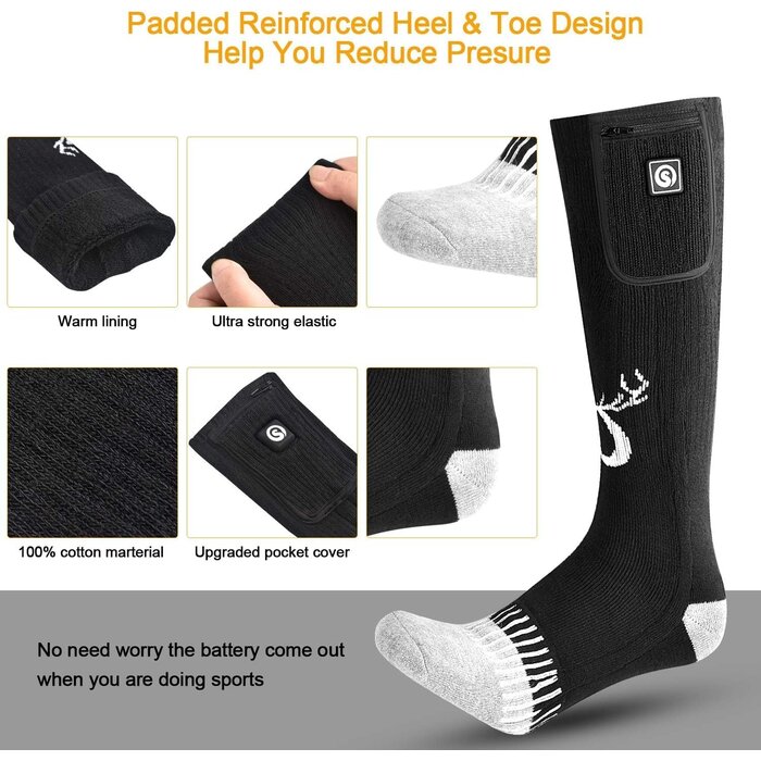 Beheizbare Socken - Elektrisch mit 7,4V Akku - Schwarz - Bis zu 34% Rabatt