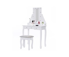Viking Choice Eleganter Schminktisch mit LED-Spiegel & Hocker - Weiß - bis zu 32% günstiger