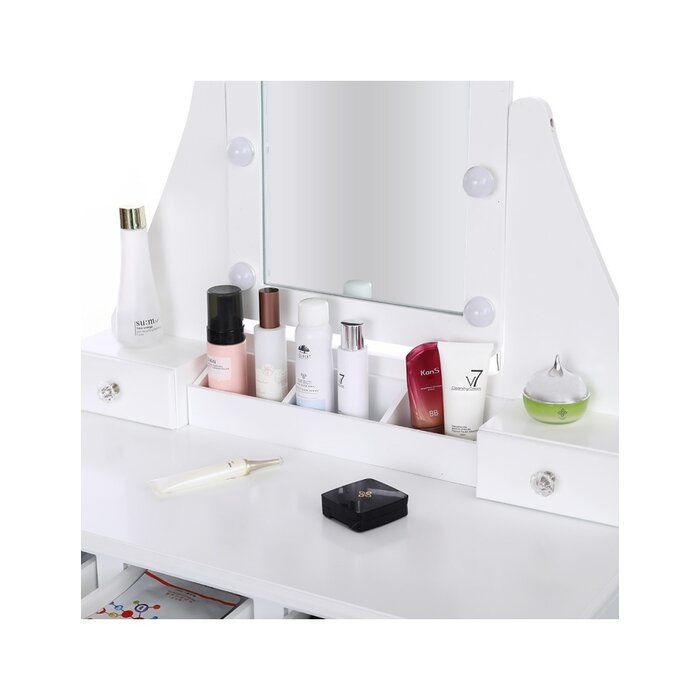 Viking Choice Eleganter Schminktisch mit LED-Spiegel & Hocker - Weiß - bis zu 32% günstiger