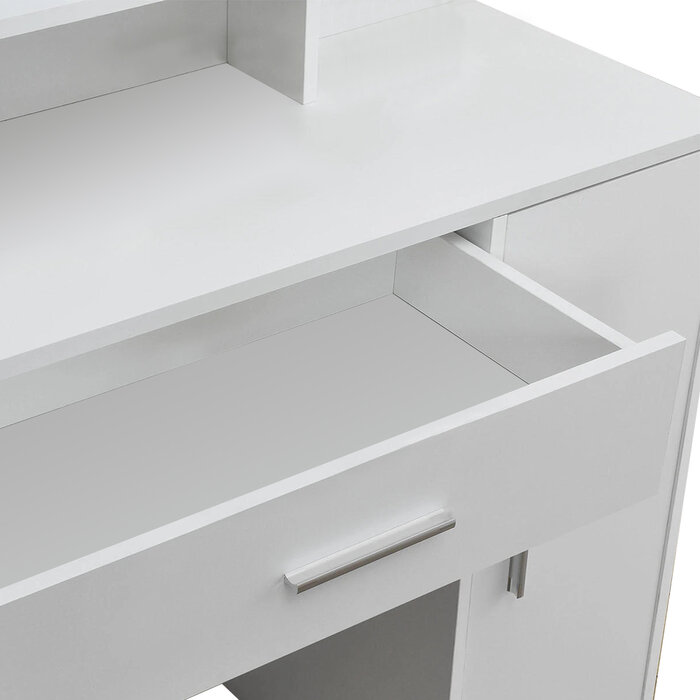 Ecotoys Eleganter Schminktisch mit Spiegel & Stauraum - Weiß - bis zu 48% reduziert