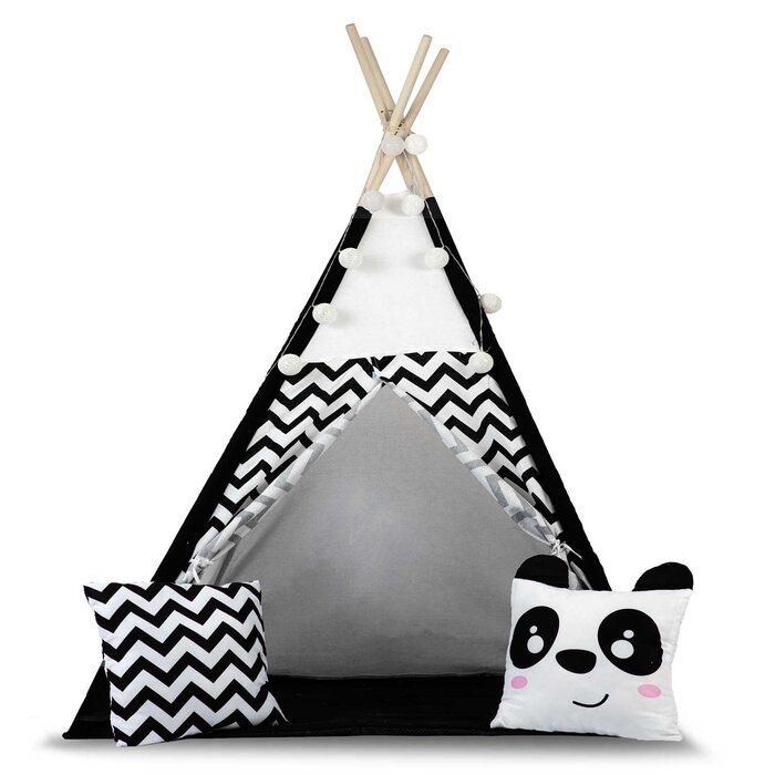 Viking Choice Tipi Kinder-Spielzelt, Schwarz-Weiß, inkl. Zubehör - Bis zu 30% Rabatt
