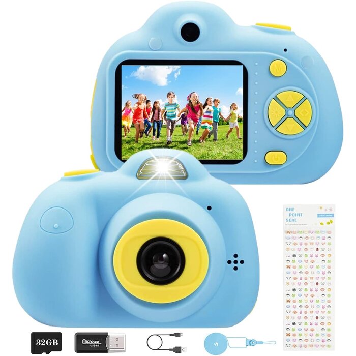 Kinder Digitalkamera Blau - 1080P, inkl. 32GB SD-Karte, bis zu 33% Rabatt