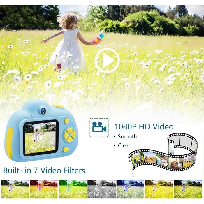 Kinder Digitalkamera Blau - 1080P, inkl. 32GB SD-Karte, bis zu 33% Rabatt