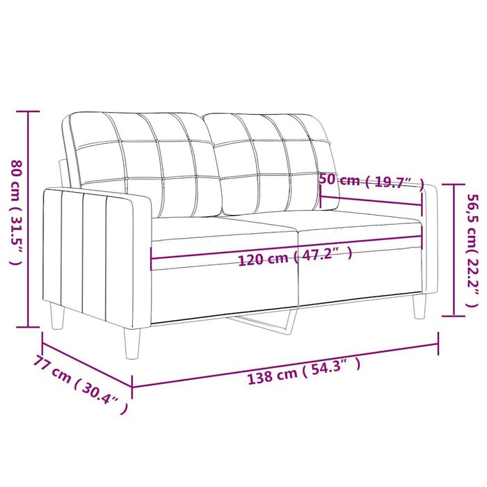 Vidaxl Modernes 2-Sitzer Sofa in Grau - 120 cm Breite - jetzt bis zu 41% günstiger