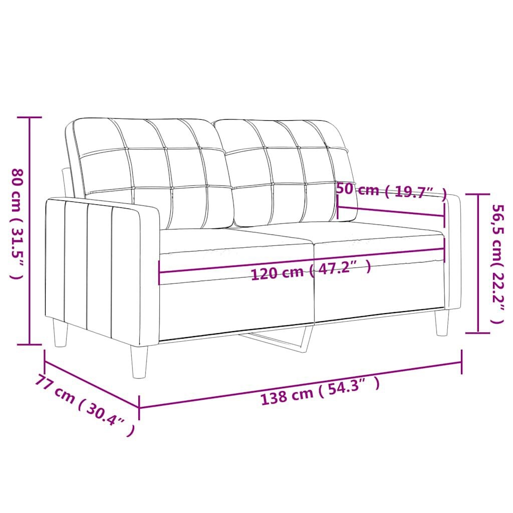 Vidaxl Modernes 2-Sitzer Sofa in Grau - 120 cm Breite - jetzt bis zu 41% günstiger