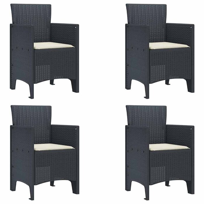 Vidaxl 4er-Set Gartenstühle Rattan-Optik Anthrazit - bis zu 41% Rabatt
