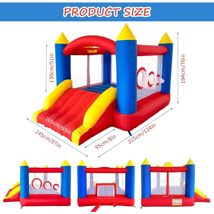 Aufblasbare Kinder-Hüpfburg Blau - 315x245x194cm - bis zu 41% sparen