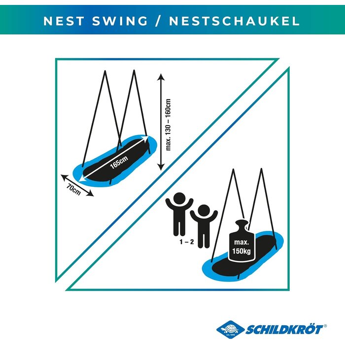 Große Nestschaukel 165x70cm bis 150kg - Blau - Outlet bis zu 40% günstiger