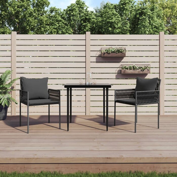 Vidaxl 2er Set Poly-Rattan Gartenstühle - Schwarz - bis zu 41% sparen