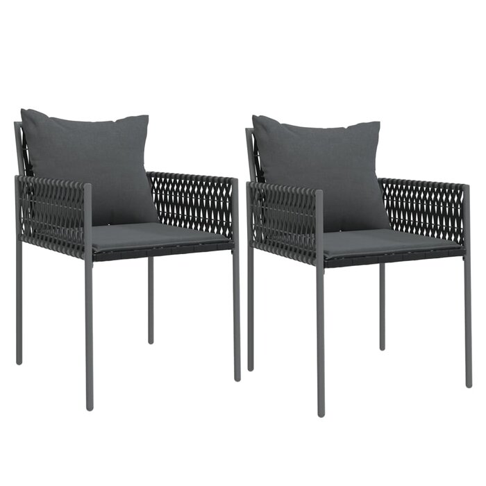 Vidaxl 2er Set Poly-Rattan Gartenstühle - Schwarz - bis zu 41% sparen